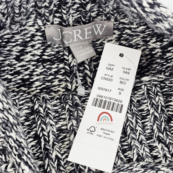 New! J. Crew Marled 2025 Rollneck Sweater in Black Carbon Ivory - Picture 11 of 12